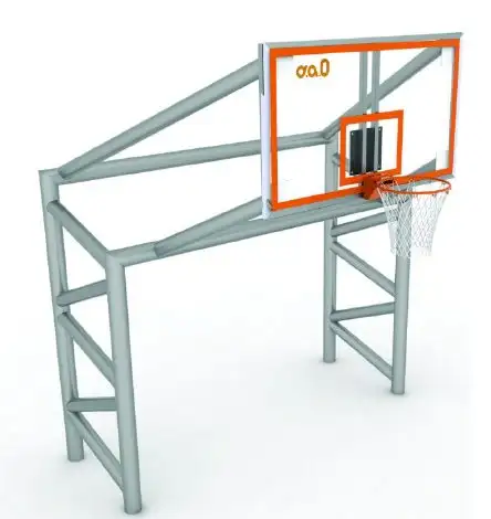 Estructura de básquetbol con tablero y portería